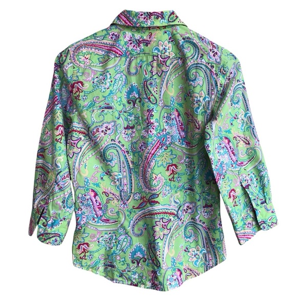 Chaps Green Paisley Button Up Shirt NEW - Picture 2 of 6